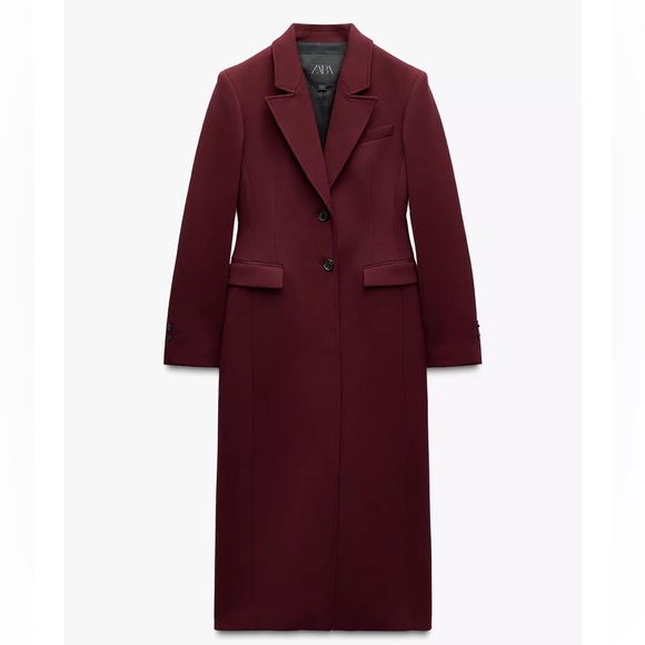 Zara Women's Burgundy Long Coat